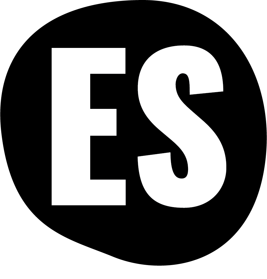 Logo with black circle and ES